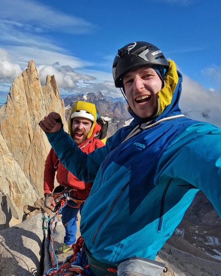 Pete Whittaker and Sean Villanueva O'Driscoll climbing in Patagonia
