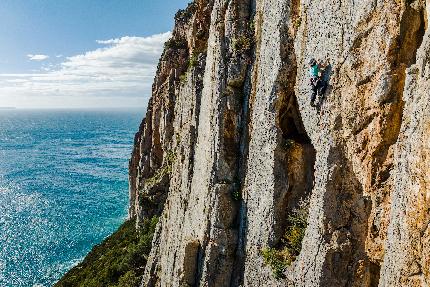 Sardinia Petzl Legend Tour Italy - Cecilia Marchi climbing Supergulp (6a) at Castello dell'Iride, Masua, Sardinia