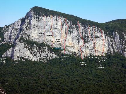 Monte Pastello, Val d'Adige, Matteo Monfrini, Mauro Monfrini  - Monte Pastello in Val d'Adige con le vie d'arrampicata