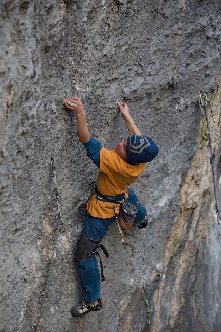 Andrea Locatelli establishes Il bombarolo, 8c+ first ascent aged 13 in Italy