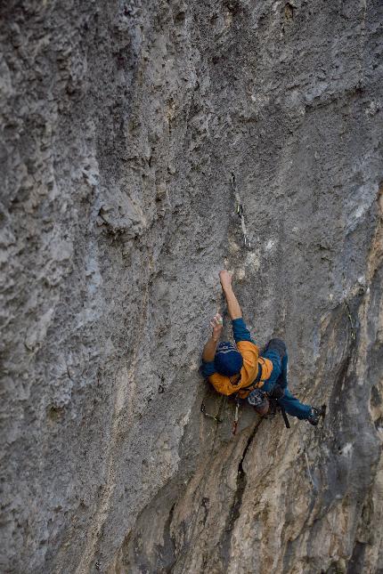 Andrea Locatelli - Andrea Locatelli making the first ascent of 'Il bombarolo' (8c+)