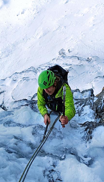 Mëisules dala Biesces, Sella, Dolomites, Rolando Varesco, Martin Sölva - The first ascent of 'Alpinewelten' on Mëisules dala Biesces, Sella, Dolomites (Martin Sölva, Rolando Varesco 18/12/2023)