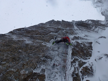 Difficult winter climb in Scotland by Isaksson and Zgraggen