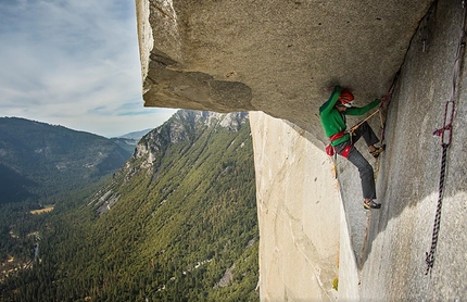 The Nose, El Capitan, Yosemite, Jorg Verhoeven - Jorg Verhoeven battling with The Great Roof during his attempt to free climb The Nose, El Capitan, Yosemite