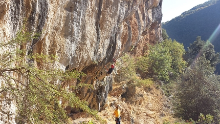 Climbing at Cueva di Collepardo - Daniele belaying Roberto: the next generation.