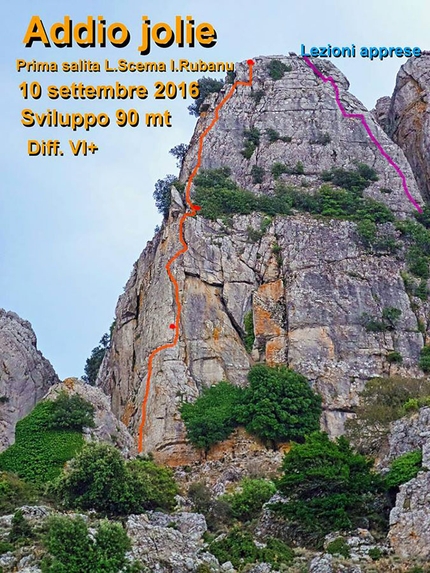 Sardegna news arrampicata #21: nuove multipitches e vie tradizionali - Addio Jolie al Monte Fumai (Orgosolo, Sardegna) aperta da Luigi Scema e Isidoro Rubanu