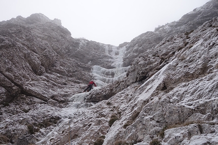 New ice and mixed climb up Cima Paganella, Brenta Dolomites