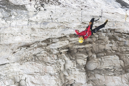 Angelika Rainer, Tomorrows World, Dolomites - Angelika Rainer climbing French Connection D15- at Tomorrow's World in the Dolomites