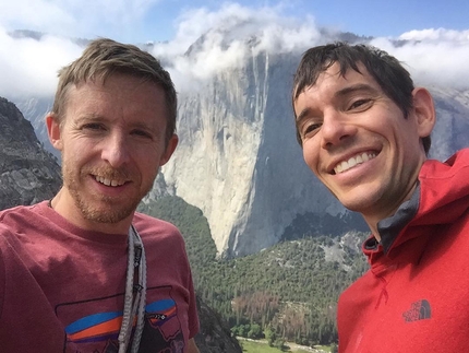 Tommy Caldwell, Alex Honnold - Tommy Caldwell and Alex Honnold, with El Capitan in Yosemite in the background
