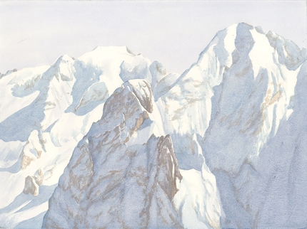 Riccarda de Eccher: Montagna - Halsey Institute of Contemporary Art  - Marmolada  2017 – watercolor, 22 x 30 inches