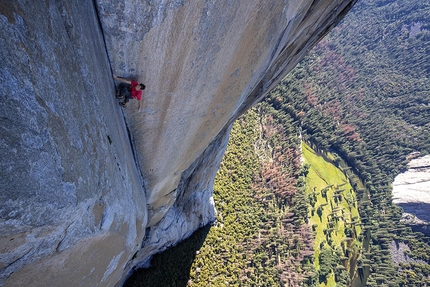 Alex Honnold El Capitan, Freerider - Alex Honnold free solo climbing Freerider, El Capitan, Yosemite, USA on 3 June 2017. 