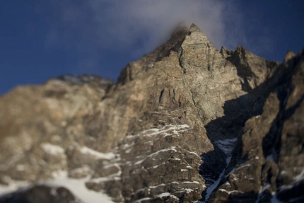 Matterhorn - Picco Muzio - Italian alpinist Hervé Barmasse making the first ascent of a new route up the South Face of Picco Muzio, Matterhorn, in 2011