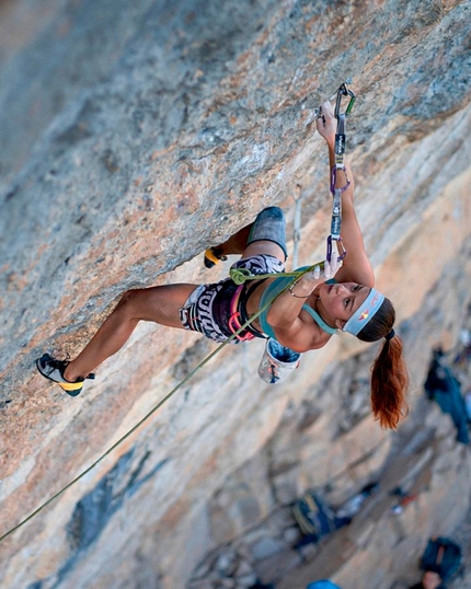 Angie Scarth-Johnson, Pornographie, Céüse - 18-year-old Australian rock climber Angie Scarth-Johnson repeating Pornographie 9a at Céüse in France.