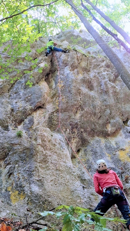 Bosco Incantato, Leonessa, Rieti - Pino Calandrella climbing Batman, Leonessa, Italy