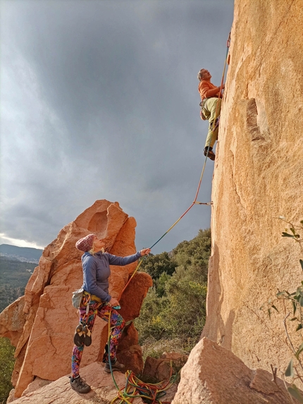 Loceri, Sardinia - Maurizio Oviglia and Tatjana Goex climbing 'Papaya' (6b+) at Loceri in Sardinia