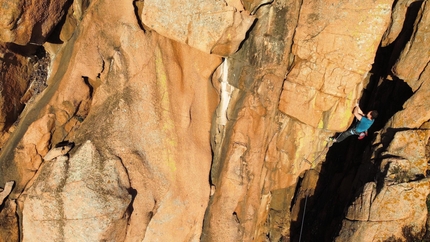 Loceri, Sardinia - Andrea Mannias climbing the beautiful arete 'Kangoo at Loceri, Sardinia
