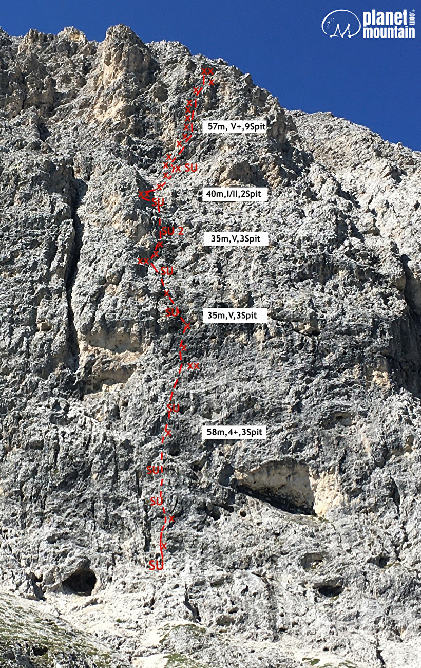 Mal di Destra, Croda dell'Alpe, Molignon, Rosengarten, Dolomites, Walter Gebert, Luca Veneri 