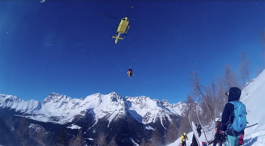 Freeride skiing: miracle freerider on Monte Canin in the Julian Alps