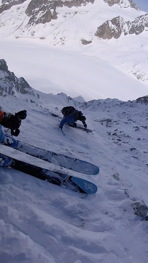 Extreme skiing, Les Courtes, Austrian route, Mont Blanc