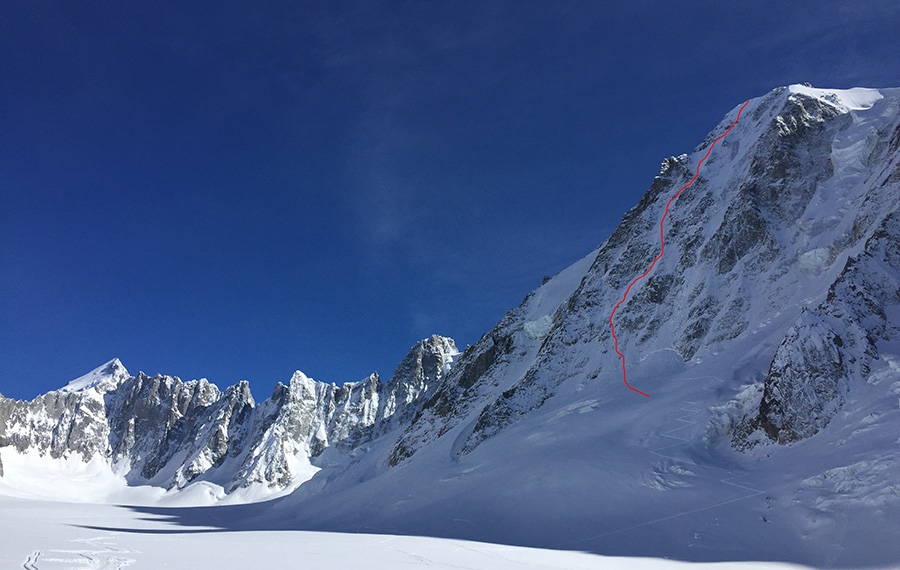 Extreme skiing, Les Courtes, Austrian route, Mont Blanc