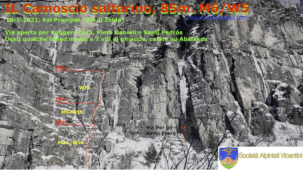 Val Pramper, Dolomiti di Zoldo, Santiago Padrós, Ruggero Corà, Piero Danieli