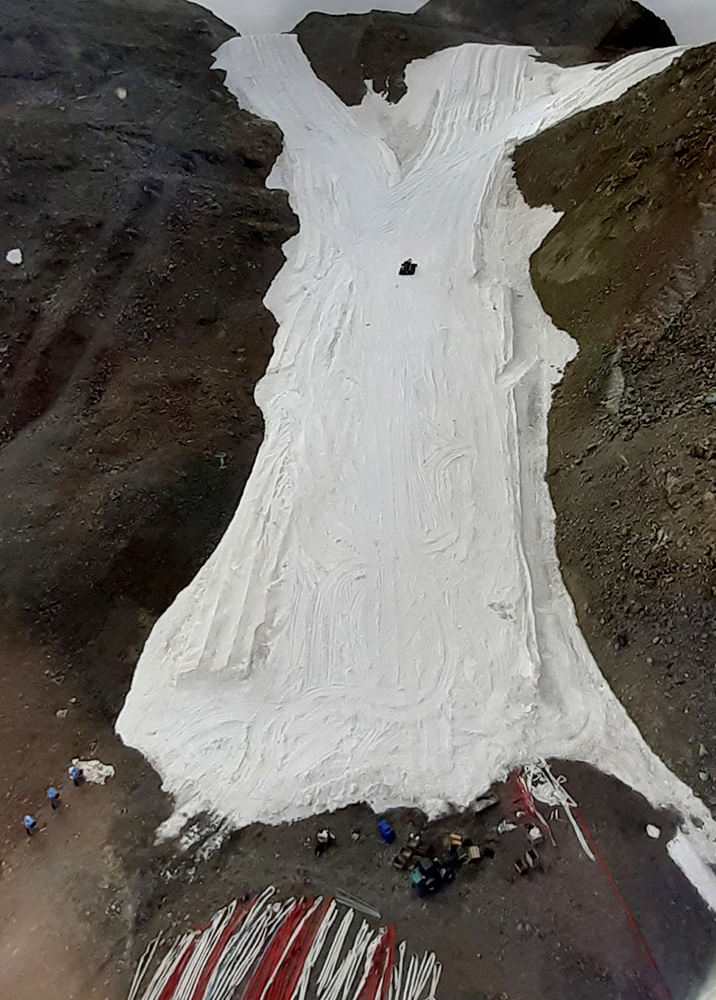 Glaciers covered in Geotextile reflexive blankets 
