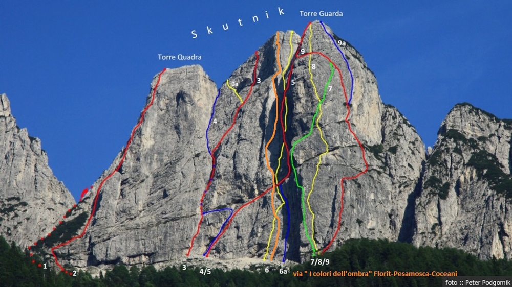 I colori dell’ombra, Torre Guarda, Mangart, Alpi Giulie, Mauro Florit, Daniele Pesamosca