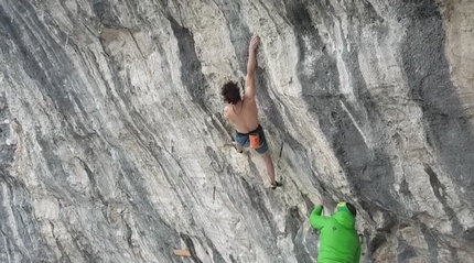 Adam Ondra climbs One Slap 9b at Arco