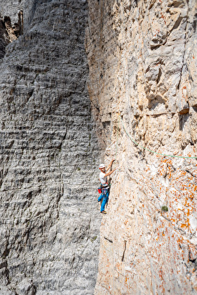 Gelbe Mauer, Kleine Zinne, Drei Zinnen, Dolomites - Cesare Lotti climbing 'Gelbe Mauer', Kleine Zinne, Drei Zinnen, Dolomites