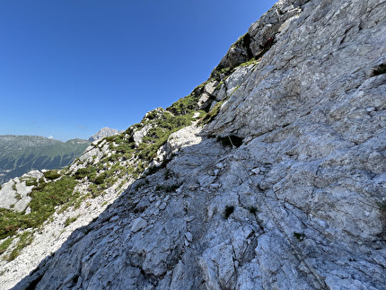 Bila Pec, Alpi Giulie - Il breve tratto con le corde fisse dopo il Sella Bila Pec
