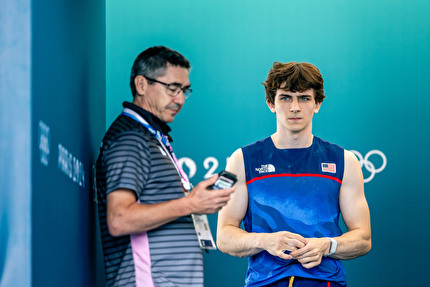 Giochi Olimpici Parigi 2024 - Giochi Olimpici Parigi 2024: Samuel Watson in allenamento sulla parete di arrampicata sportiva utilizzata per le Olimpiadi