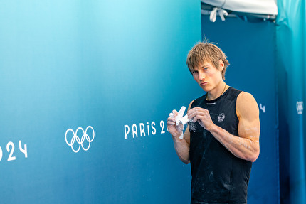 Giochi Olimpici Parigi 2024 - Giochi Olimpici Parigi 2024: Alexander Megos in allenamento sulla parete di arrampicata sportiva utilizzata per le Olimpiadi