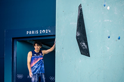 Paris 2024 Olympic Games - Paris 2024 Olympic Games: Tomoa Narasaki training at the Le Bourget climbing wall