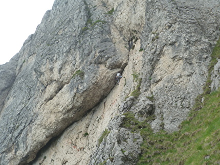 Grigna Nascente, Pala Piccola, Grignetta, Saverio De Toffol, Jorge Leonel Palacios - Giovanni Rivolta sul secondo tiro di 'Grigna Nascente' alla Pala Piccola, Grignetta