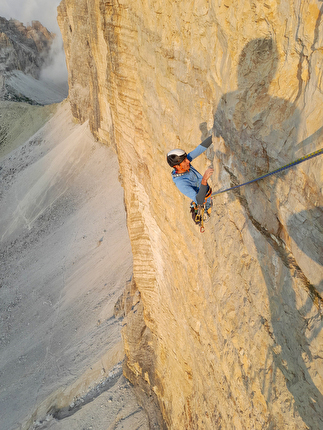 Space Vertigo Cima Ovest Tre Cime di Lavaredo, Felix Kiem, Patrick Tirler - Felix Kiem & Patrick Tirler durante la prima ripetizione di 'Space Vertigo' alla Cima Ovest, Tre Cime di Lavaredo, Dolomiti (23-25/07/2024)