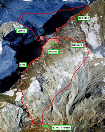 Filip Babicz Cervino - La mappa dei concatenamenti delle 4 creste del Cervino, salite i in velocità da Filip Babicz il 01/09/2024