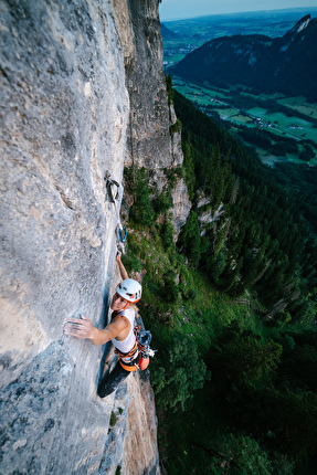 Lara Neumeier, Nimm Dir Zeit, Roter Stein, Austria - Lara Neumeier making the first repeat of 'Nimm Dir Zeit' on Roter Stein in Austria, 08/2024