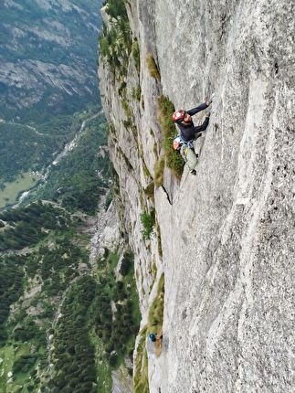 Claudio Martoglio - Claudio Martoglio su 'La spada nella roccia', Qualido, Val di Mello