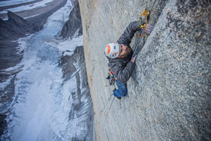 Mirror Wall, Greenland, Julia Cassou, Sean Warren, Pete Whittaker, Sean Villanueva O’Driscoll - Sean Villanueva O’Driscoll working sections of 'Ryu-shin' on Mirror Wall in Greenland (Julia Cassou, Sean Warren, Pete Whittaker, Sean Villanueva summer 2024)