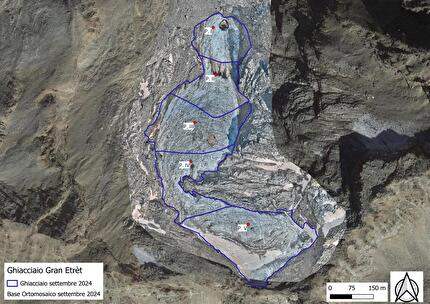 Ghiacciaio del Grand Etret, Valsavarenche - Ghiacciaio del Grand Etret, Valsavarenche: il il modello digitale e l’ortomosaico del ghiacciaio