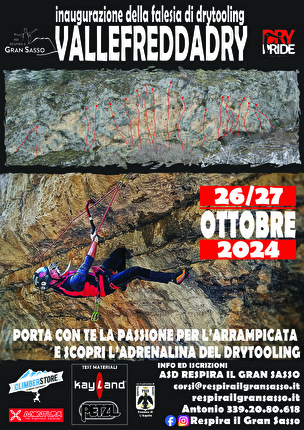 Valle Fredda, Gran Sasso - Valle Fredda, la falesia di drytooling al cospetto del Gran Sasso