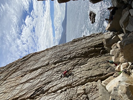 Mikado, Sardinia, Maurizio Oviglia - Pascal Casalini climbing 'Mikado' at the crag Mikado in Sardinia