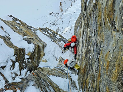 Lalung Women’s Expedition, India, Ana Baumgartner, Urša Kešar, Anja Petek, Patricija Verdev - Patricija Verdevin on the second day of the ascent of Lalung I with Anja Petek