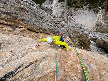 Dolomiti Race, Piz Ciavazes, Sella, Christoph Hainz - Harald Mair durante la prima libera della via 'Dolomiti Race', Piz Ciavazes, Sella, Dolomiti