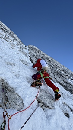 Mt Pholesobi, Nepal, Hidesuke Taneishi, Hiroki Yamamoto - Hidesuke Taneishi making the first ascent of 'North Face Direct' su Mt Pholesobi (6652m) in Nepal (Hidesuke Taneishi, Hiroki Yamamoto 2024)