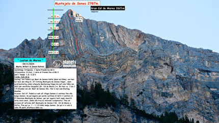 Muntejela de Senes, Dolomiti, Simon Kehrer, Marta Willeit - La relazione della via 'Lastun de Mareo' al Muntejela de Senes, Dolomiti (Simon Kehrer, Marta Willeit 04/11/2024)