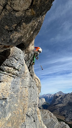 Piz Parom, Dolomiti, Simon Kehrer, Hubert Eisendle - L'apertura di 'Via dla Surité' al Piz Parom (Simon Kehrer, Hubert Eisendle 05/11/2024)