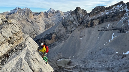 Piz Parom, Dolomiti, Simon Kehrer, Hubert Eisendle - L'apertura di 'Via dla Surité' al Piz Parom (Simon Kehrer, Hubert Eisendle 05/11/2024)