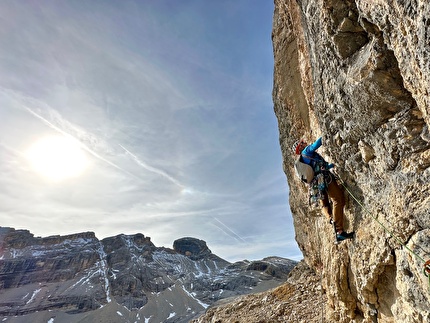 Piz Parom, Dolomites, Simon Kehrer, Hubert Eisendle - The first ascent of 'Via dla Surité' on Piz Parom (Simon Kehrer, Hubert Eisendle 05/11/2024)