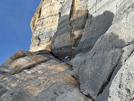 Piz Parom, Dolomites, Simon Kehrer, Hubert Eisendle - The first ascent of 'Via dla Surité' on Piz Parom (Simon Kehrer, Hubert Eisendle 05/11/2024)